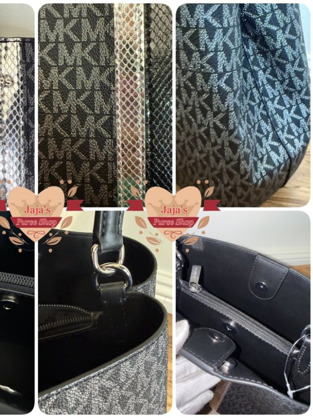 🖤Michael kors Logo-Print Canvas/Metallic Snake Embossed🖤 - Picture 9 of 16